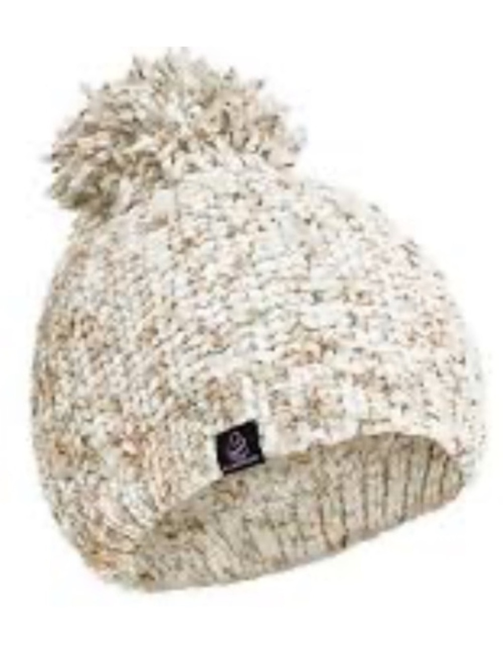 🔴 Cuddl Duds Soft Cozy Pom-Pom Beanie Hat - Cream Speckled! 🔥